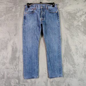 Levis 501 Jeans Men 31 Blue Straight Light Wash Denim Button Fly Pants 31x29
